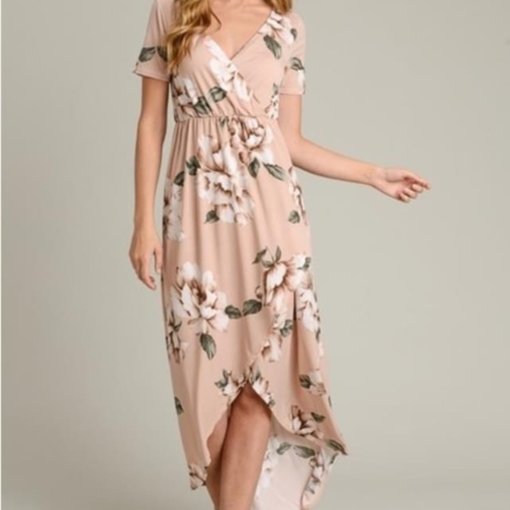 NWOT blush wrap style dress
